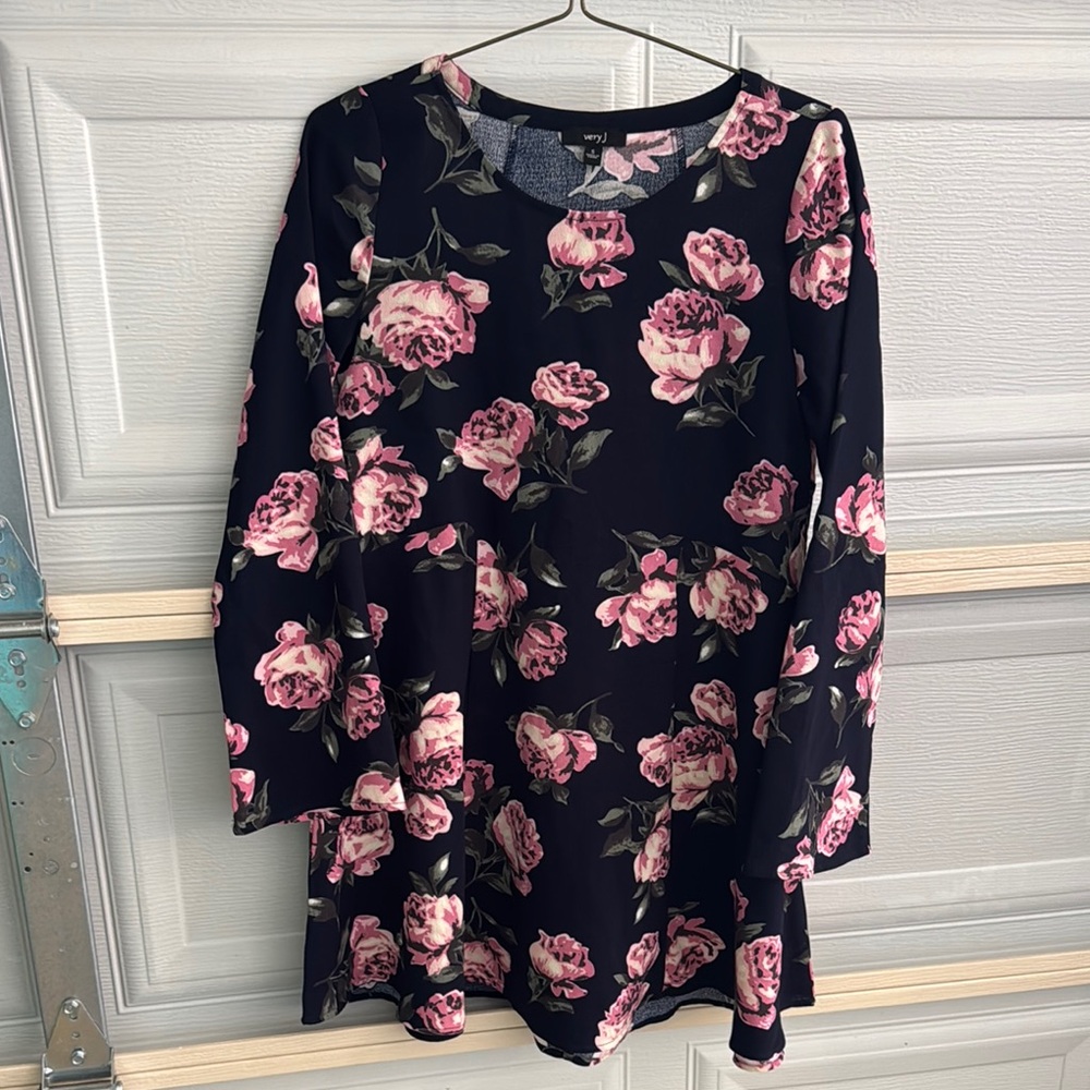 Very J Pink Long Sleeve Bell Sweater Dress